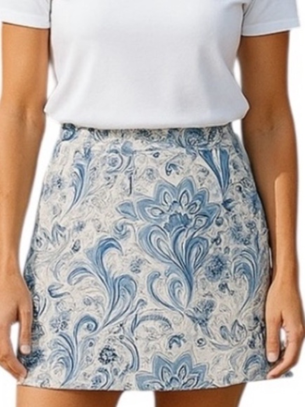 EP Pro Blue, White and Gold Paisley Print Golf Skirt Tennis Skort Size 14